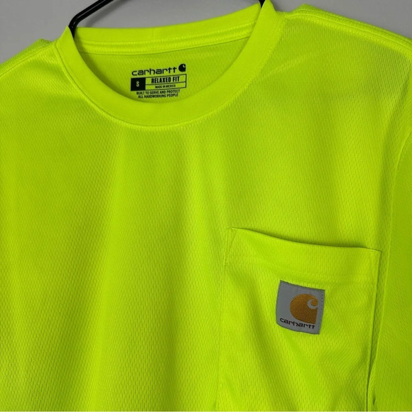 Carhartt Relaxed Fit Long Sleeve Size Small Yellow Shirt Work Reflective - Picture 2 of 4